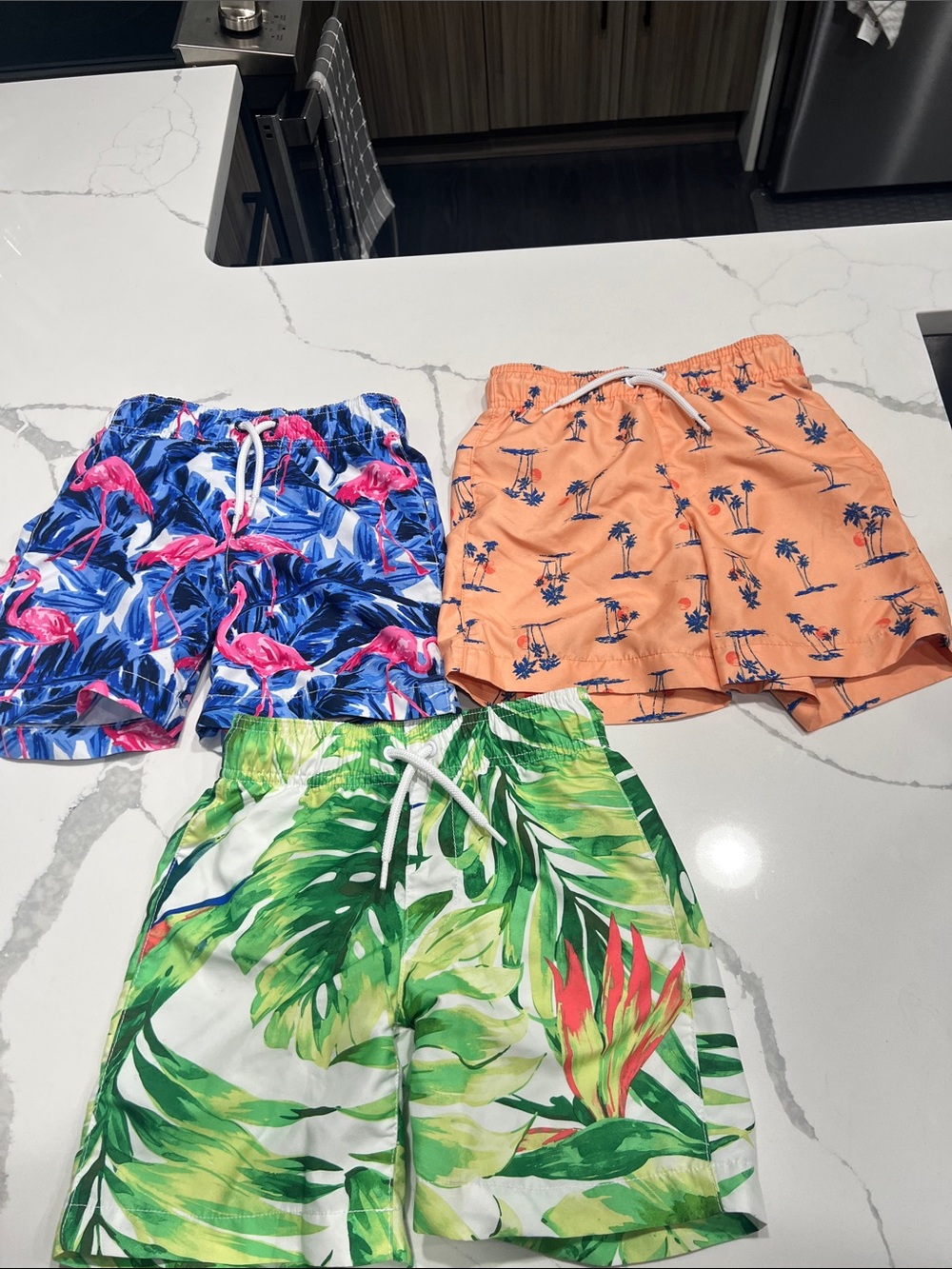 The Children's Place Kids Tropical Swim Shorts Trio - Blue, Peach & Green